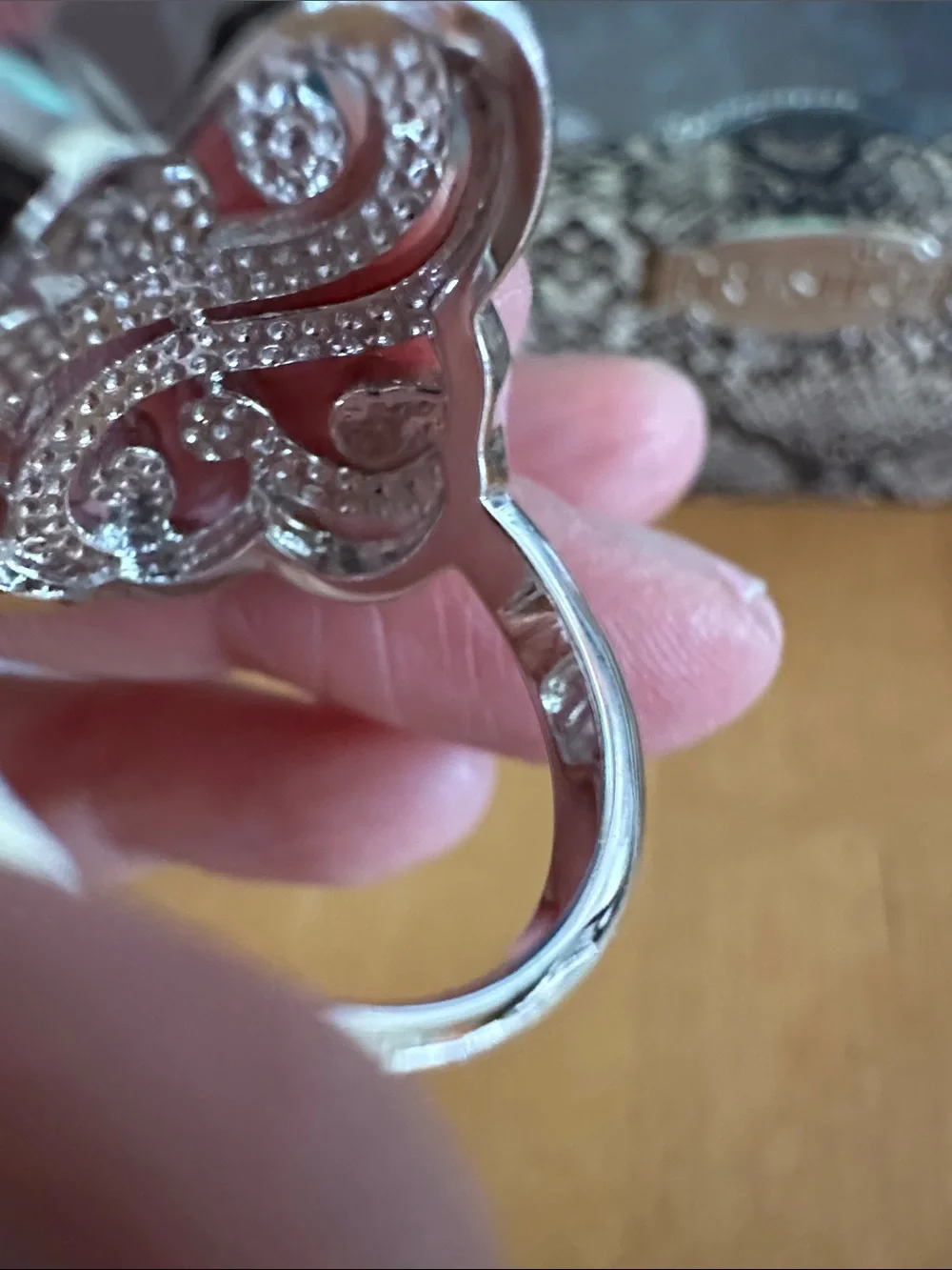 Parklane Silver-Tone Crystal Filigree Spiral Statement Ring Size 8